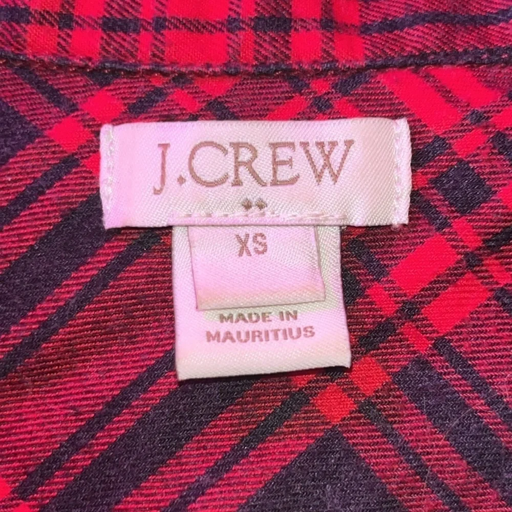 J. Crew red tartan plaid flannel shirt size XS